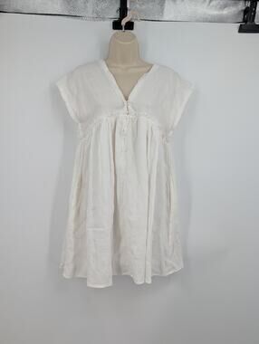 Talulah Hidden Romper Dress Small White Raw Hem Summer Cruise Coastal Minimalist